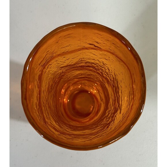 Orange Glass Swirl Stripe Pebbled Textured Iced Tea Summer Glass - Heavy - Picture 3 of 8